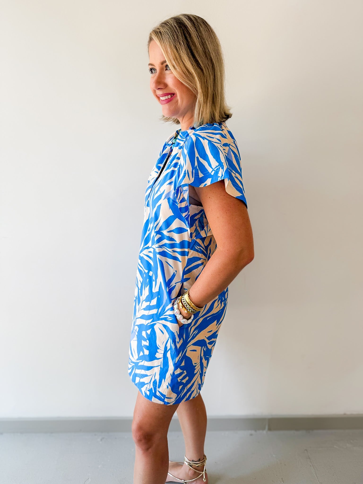 Botanical Print Tunic Mini Dress