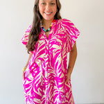 Botanical Print Tunic Mini Dress