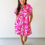 Botanical Print Tunic Mini Dress