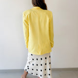 Bouble Breast Linen Blazer - Yellow
