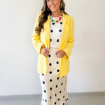 Bouble Breast Linen Blazer - Yellow
