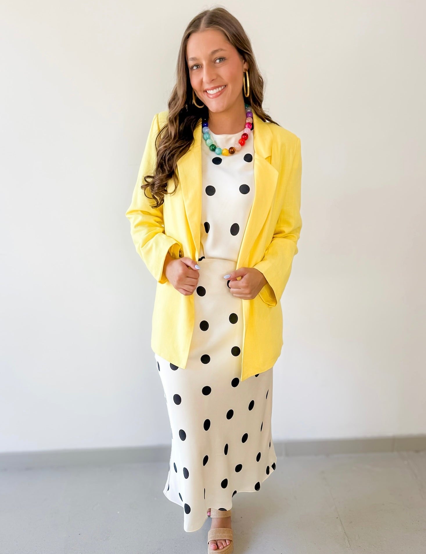 Bouble Breast Linen Blazer - Yellow