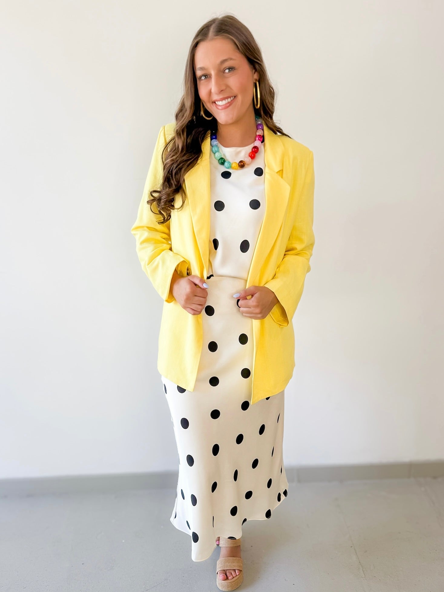 Bouble Breast Linen Blazer - Yellow