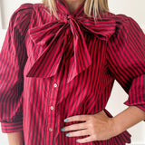 Bow Striped Top - Red Brown