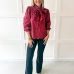 Bow Striped Top - Red Brown