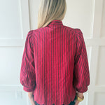 Bow Striped Top - Red Brown
