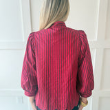 Bow Striped Top - Red Brown