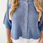 Boxy Knit Cardigan - Dusty Blue