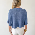 Boxy Knit Cardigan - Dusty Blue