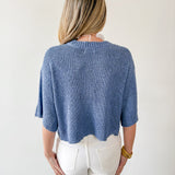 Boxy Knit Cardigan - Dusty Blue