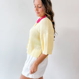 Boxy Knit Cardigan - Yellow