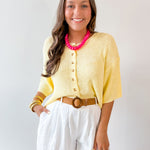 Boxy Knit Cardigan - Yellow