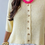 Boxy Knit Cardigan - Yellow
