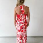 Braided Edge Tropical Halter Dress