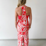 Braided Edge Tropical Halter Dress