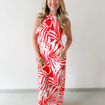 Braided Edge Tropical Halter Dress