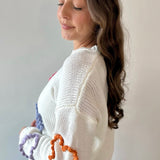 Braided Heart Crew Neck Sweater