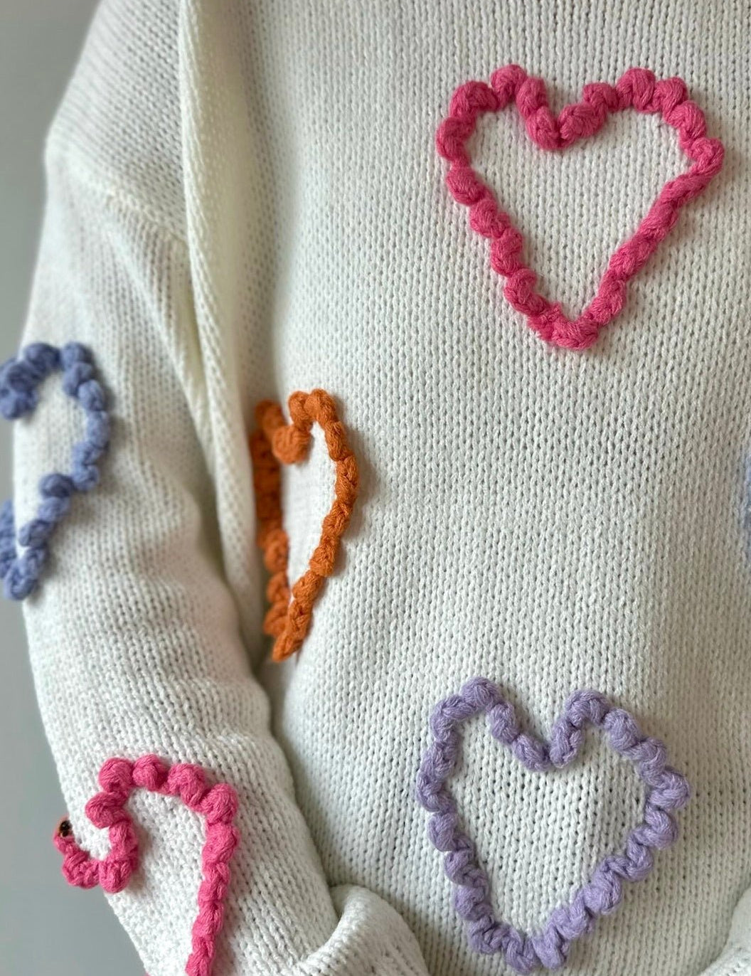 Braided Heart Crew Neck Sweater