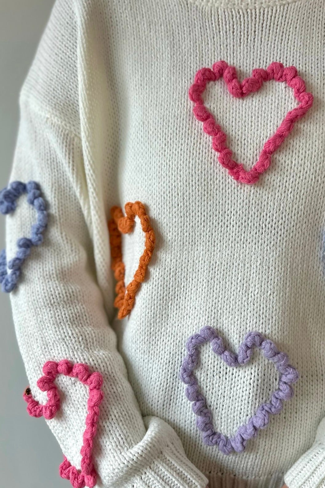 Braided Heart Crew Neck Sweater