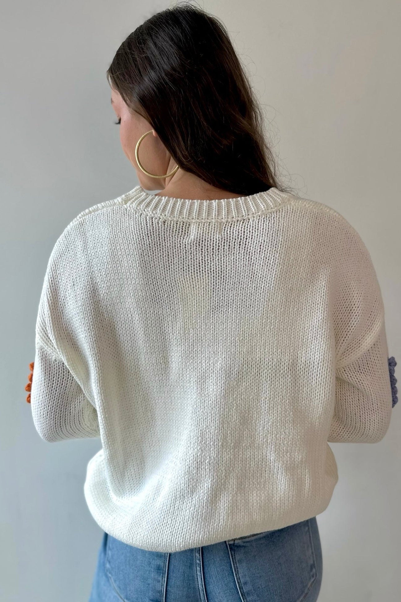 Braided Heart Crew Neck Sweater