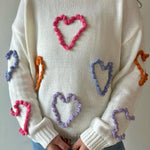 Braided Heart Crew Neck Sweater