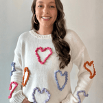 Braided Heart Crew Neck Sweater