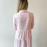 Bree Roll Tab Shirt Dress - Pink