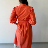 Broderie Midi Shirt Dress - Orange