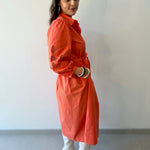 Broderie Midi Shirt Dress - Orange