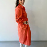 Broderie Midi Shirt Dress - Orange