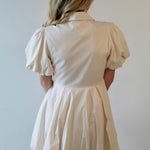 Bubble Hem Mini Shirt Dress - Eggshell