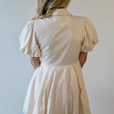 Bubble Hem Mini Shirt Dress - Eggshell