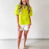 Bubble Sleeve Solid Top