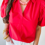 Bubble Sleeve Solid Top