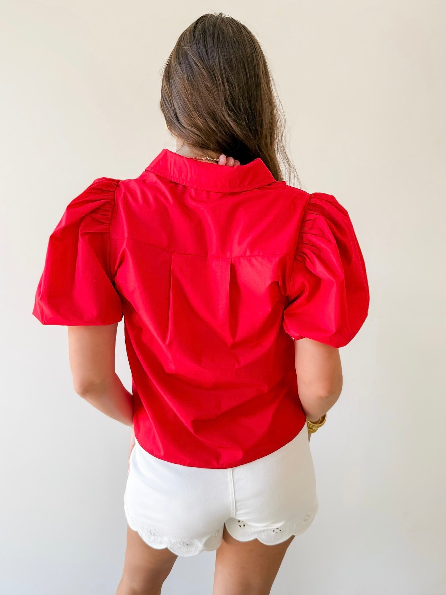 Bubble Sleeve Solid Top