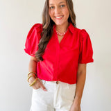 Bubble Sleeve Solid Top