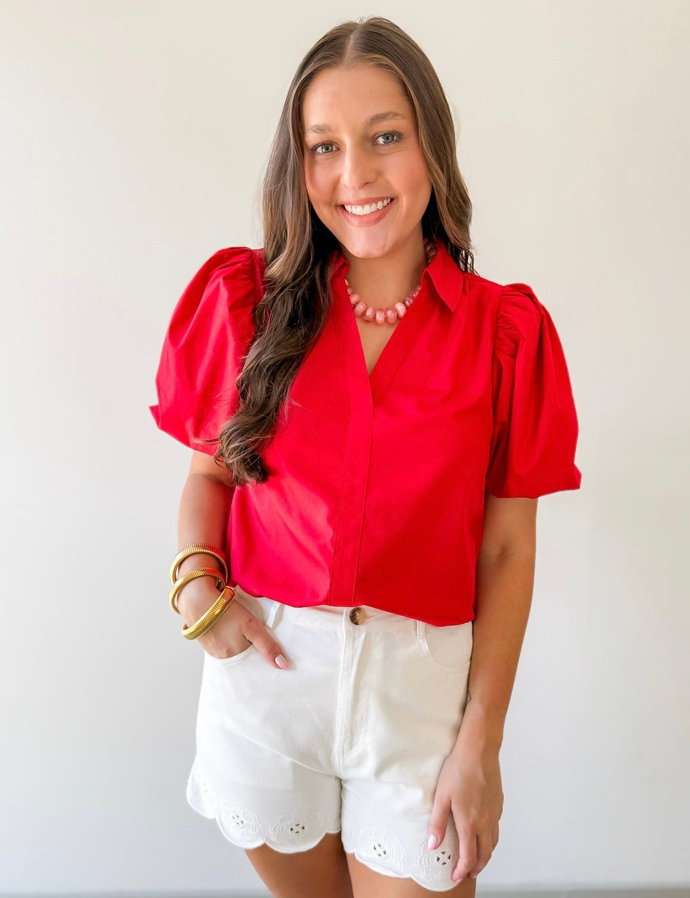 Bubble Sleeve Solid Top