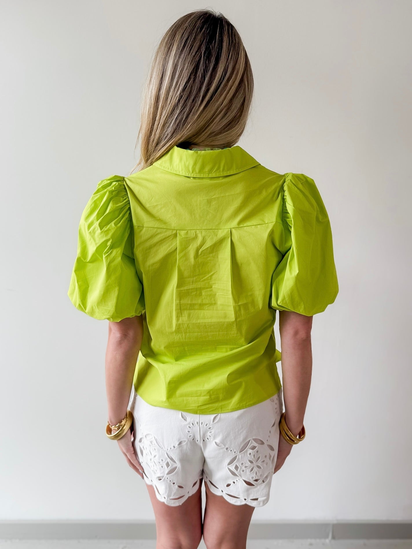 Bubble Sleeve Solid Top