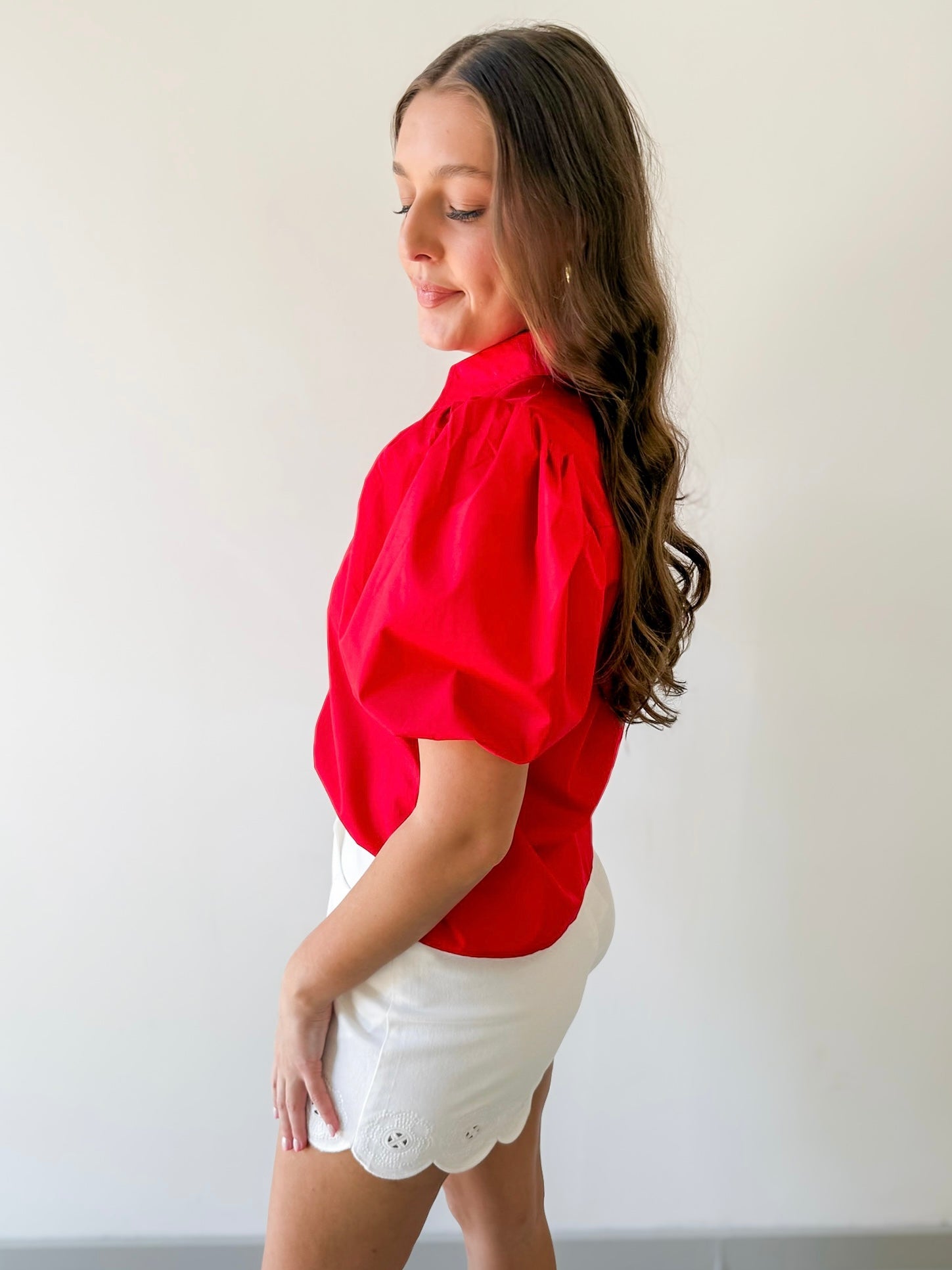Bubble Sleeve Solid Top