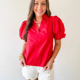 Bubble Sleeve Solid Top