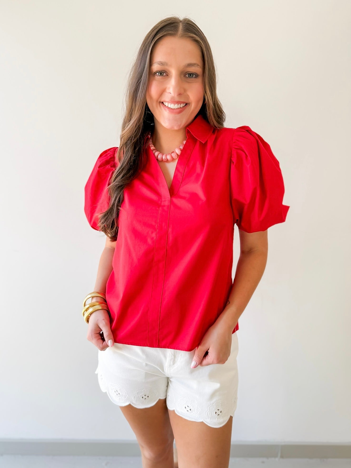 Bubble Sleeve Solid Top