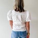 Bubble Sleeve Top - White