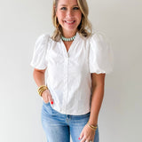 Bubble Sleeve Top - White