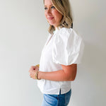 Bubble Sleeve Top - White