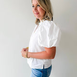 Bubble Sleeve Top - White