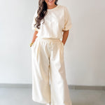 Bubble Sleeve Top & Wide Leg Pant Set