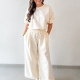 Bubble Sleeve Top & Wide Leg Pant Set
