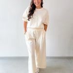 Bubble Sleeve Top & Wide Leg Pant Set