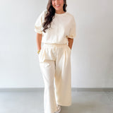 Bubble Sleeve Top & Wide Leg Pant Set