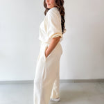 Bubble Sleeve Top & Wide Leg Pant Set